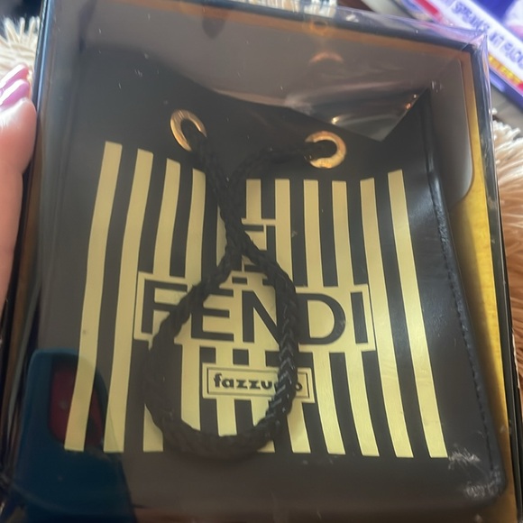 Fendi Vintage Fazzuola Black and Gold Striped Mini Tote/Pouch. EUC. VERY RARE - Picture 9 of 10